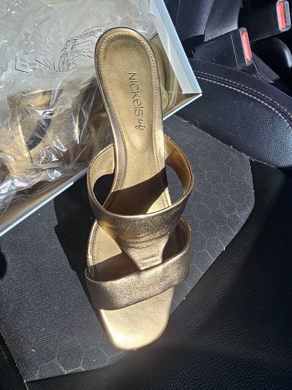 Nickels Metallic Gold Double-Strap Slide Mules